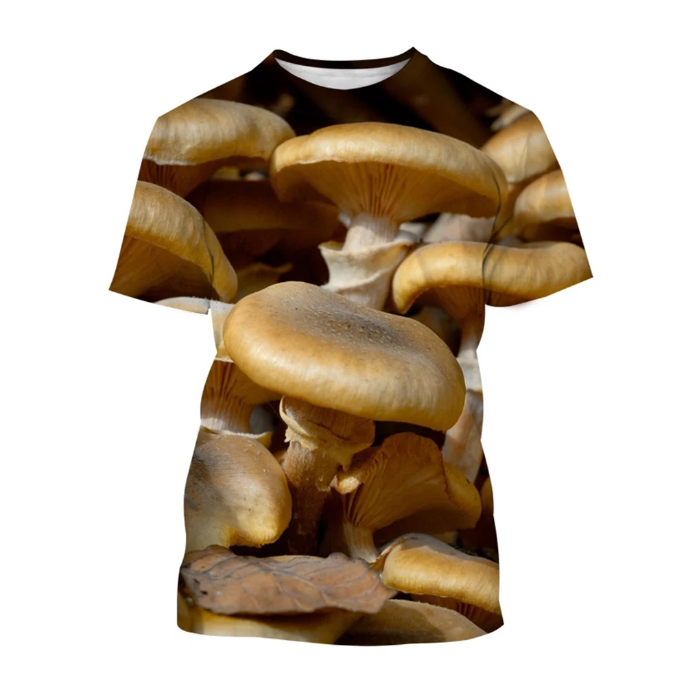 تي شيرت مطبوع ثلاثي الأبعاد للرجال والنساء ، أكمام قصيرة ، موضة كاجوال ، مرح ، فطر ، رائع ، لطيف ، صيفي