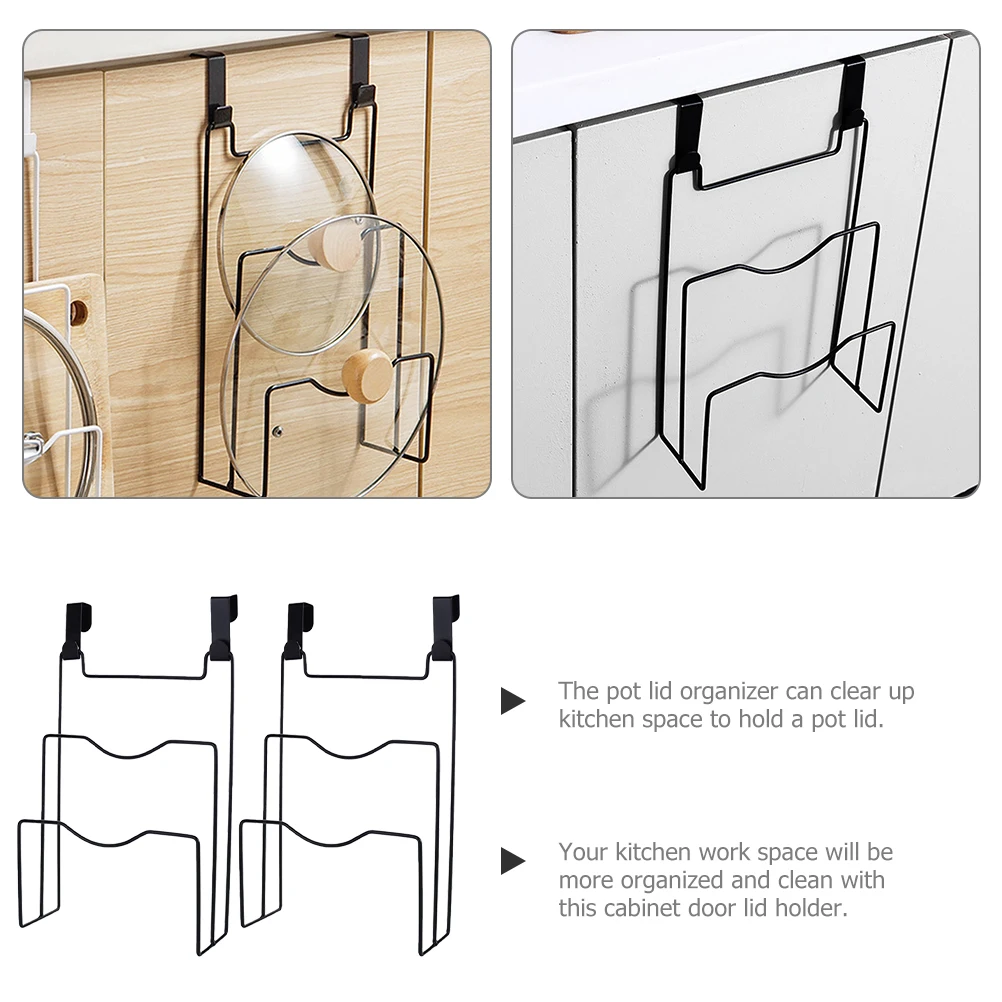 

2 Pcs Cabinet Door Kitchen Hanging Storage Rack Cabinets Pot Lid Wrought Iron Organizers for Pantry