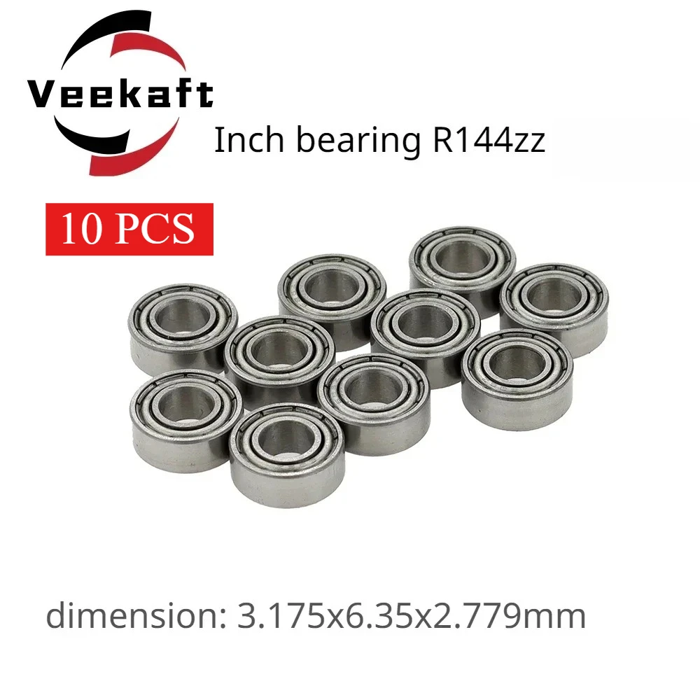 Veekaft 10pcs Inch Bearing R144zz   Size: 3.175mm X 6.35mm X 2.779mm  CNC Specialized Bearing