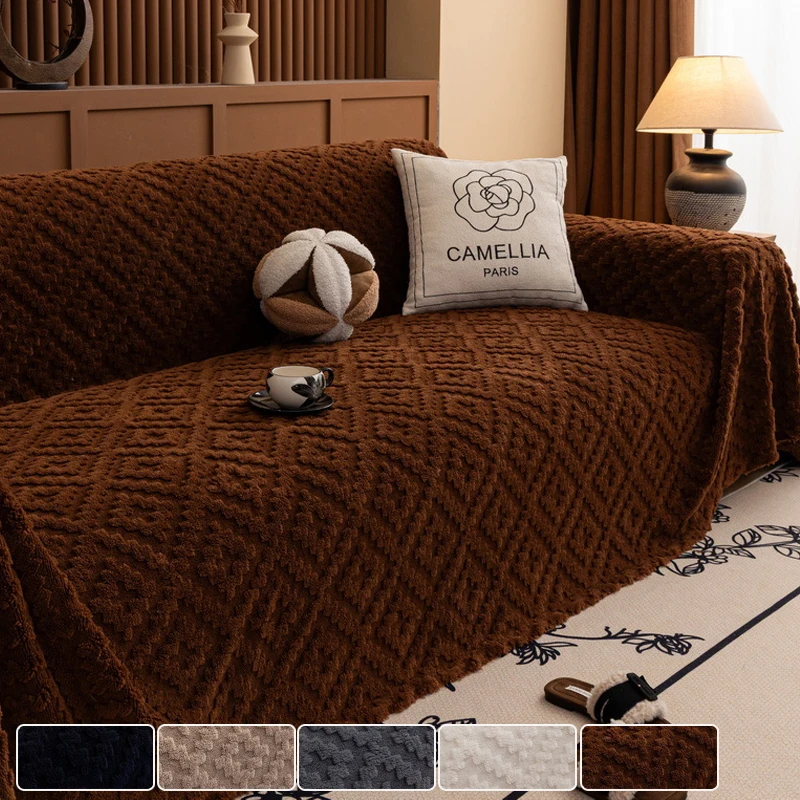 

Autumn and Winter Thick Warm Comfortable Blanket Bohemian Style Solid Color Sofa Protective Cover Living Room Sofa Decoration