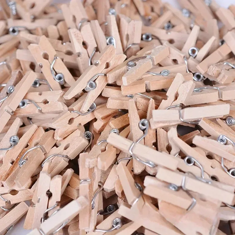 Mini 25mm Natural Wooden Clips Photo Clips Clothespin Clothes Folder Wedding Party Wooden Clip Clips Pegs Dropshipping 100 Pcs