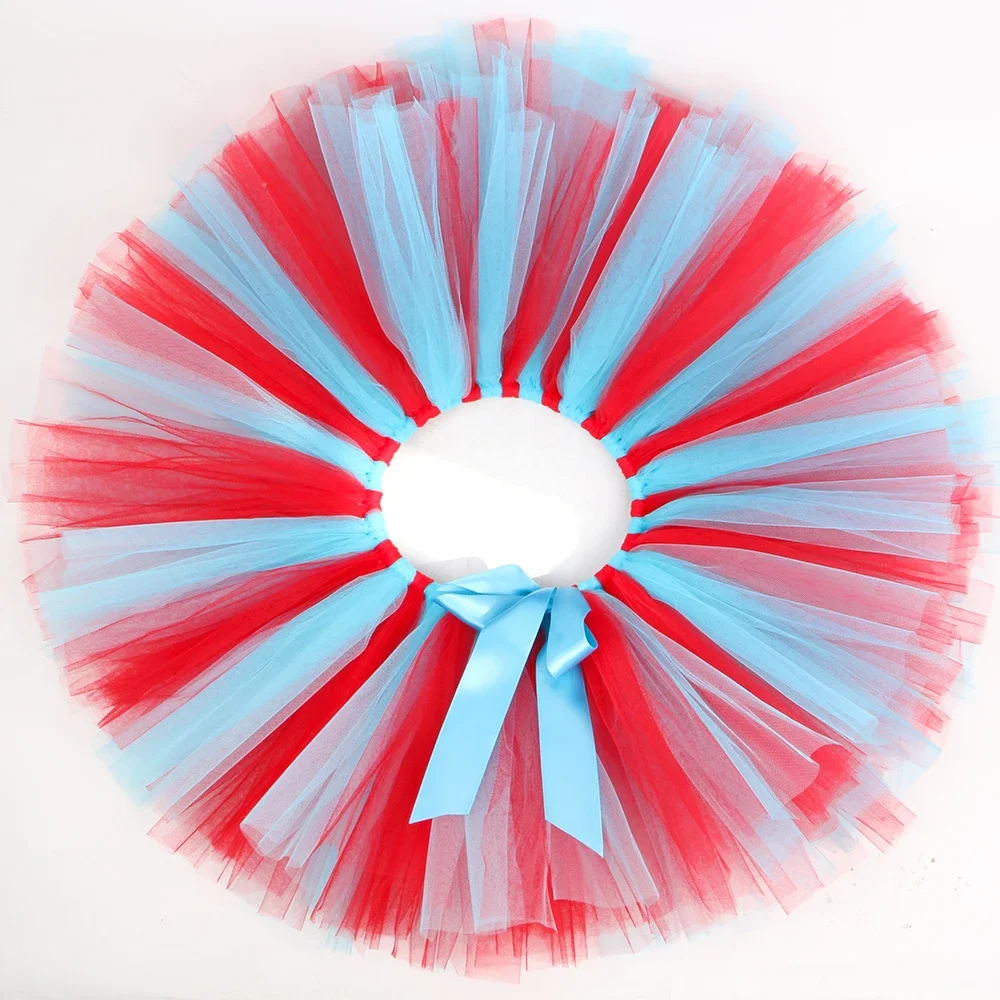 Thing 1 and Thing 2 Tutu Skirt for Birthday Party Cosplay Costume Red Blue Fluffy Mini Tulle Skirts  Princess Tutu view 6