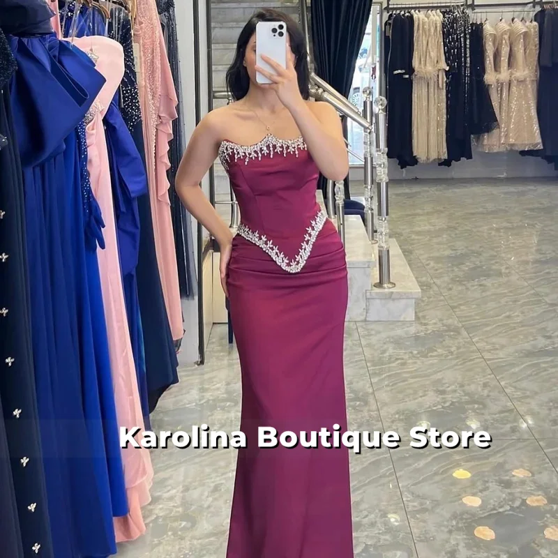 ผ้าพันคอไหมยาวแบบสั่งทำพิเศษ ชุดราตรีผ้ากลิตเตอร์ทรงเมอร์เมด ชุดเดรสงานพรอมแบบไร้สายรัดหลังยาวกรอมพื้น ปี 2025