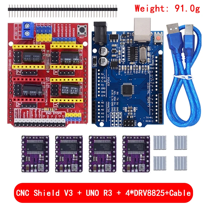 CNC彫刻機用の拡張ボード,USBケーブル付きのドライバー,4ユニット,dmi 3.0,lunr3,drv8825,a4988