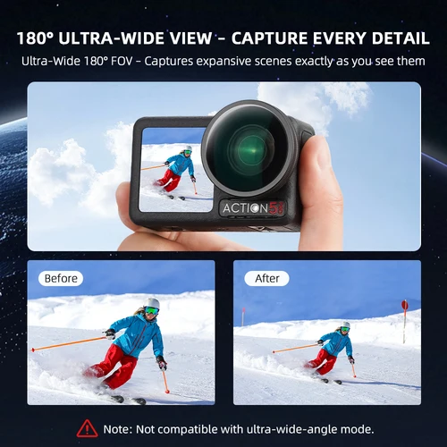 Imagen 2 del producto BRDRC Action 5 Pro Lente gran angular para DJI Osmo Action 5 Pro Accesorios Fotografía Expandada FOV de 180 °