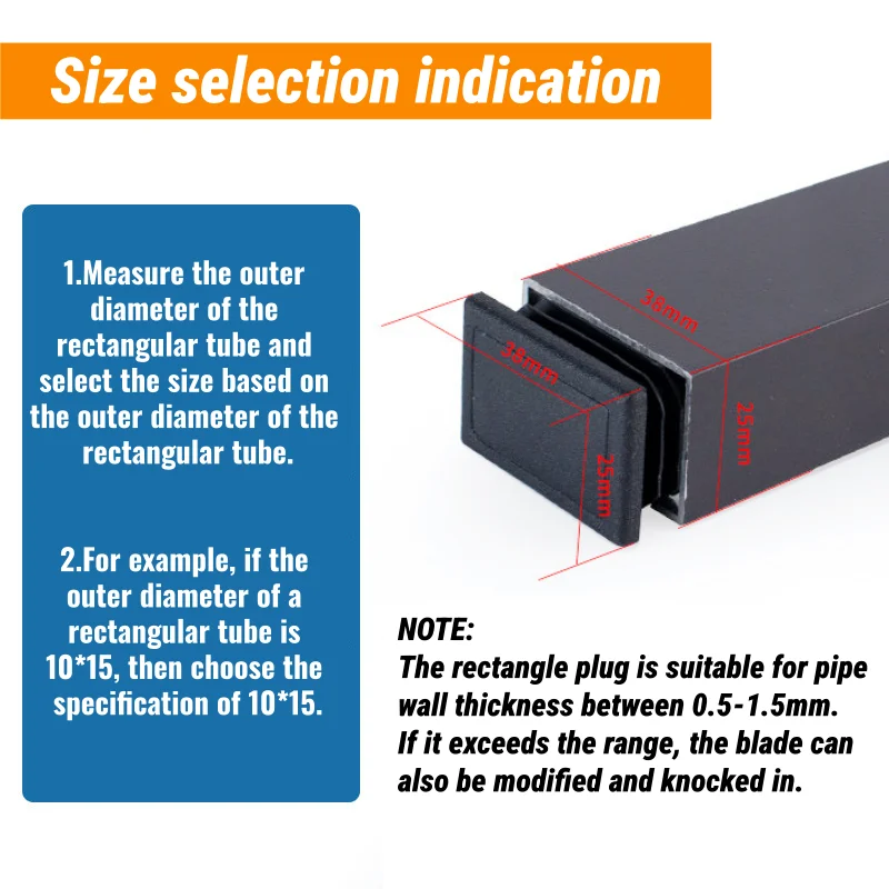 2~50pcs Plastic Black Rectangular Pipe Plug Blanking End Caps Furniture Leg Tube Sealing Plug Foot Cover Dust Cover