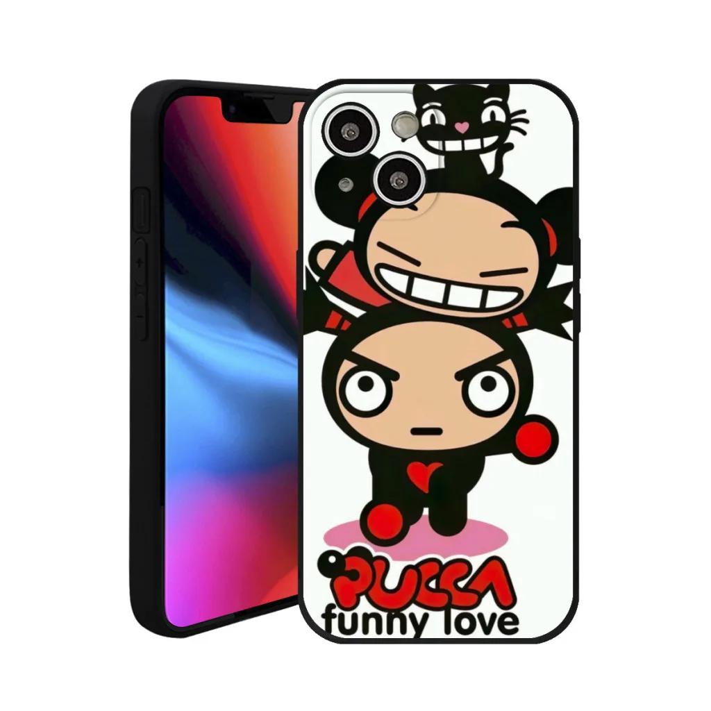 Cartoon P-Pucca Garu Phone Case For iPhone 15 Pro Max Plus Soft  Silicone Cover