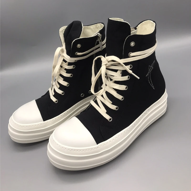 Men's Casual Shoes Embroidery Design Canvas Shoes for Man Height Increasing Women's Sneakers Lace-up Men's Sneakers