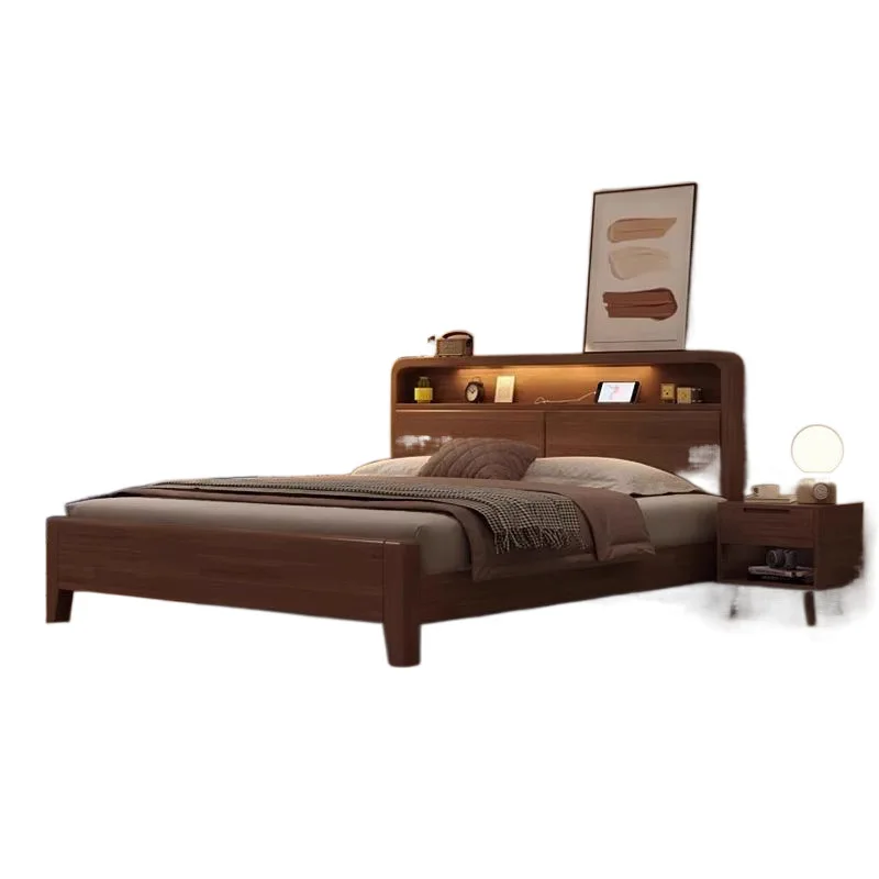 

Nordic solid wood simple modern walnut master bedroom full