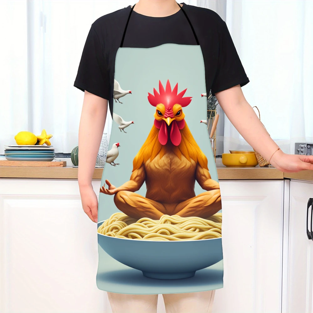 Chicken Yoga Apron With Noodle Bowl And Flying Chickens Design For Cooking And Kitchen Fun