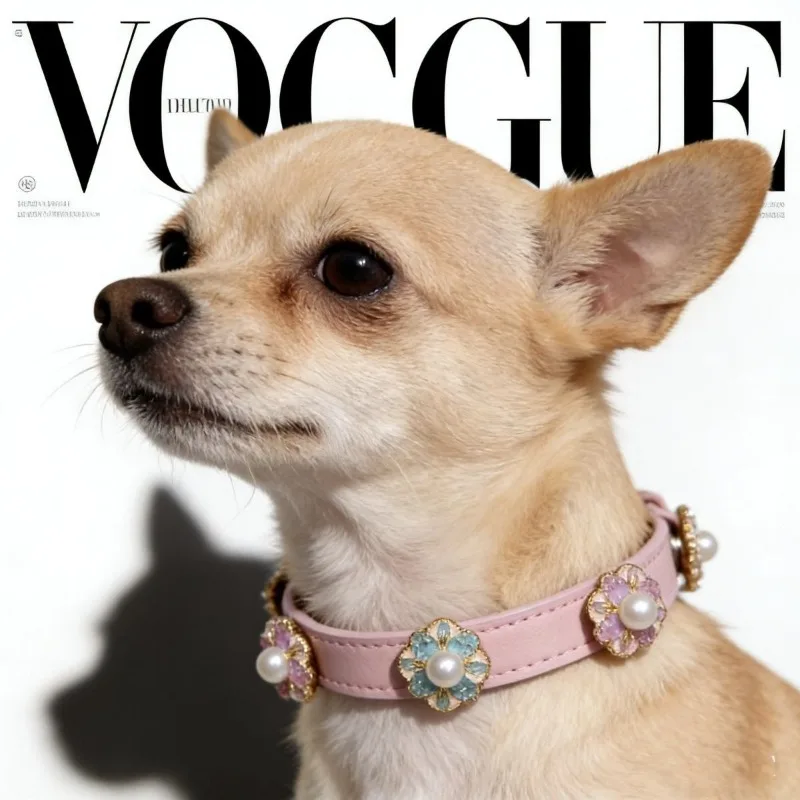 New design pet dog dog cat cat secret garden style, removable leather collar necklace teddy bear