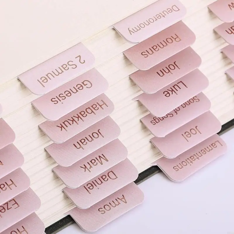 

6 Sheets Pink Bible Tabs for Women Men Large Print Stickers Bible Index Tabs Laminated Bible Tabs Easy to Read and Apply