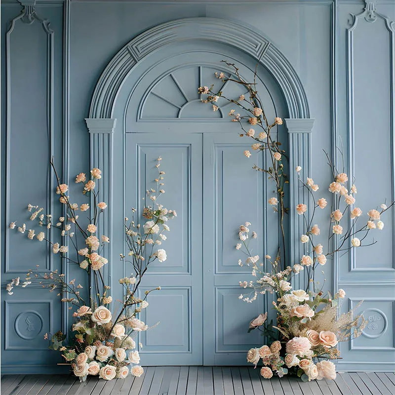 Mehofond Photography Backdrop Flower Door Girl Women Birthday Party Maternity Portrait Wedding Floral Art Texture Background