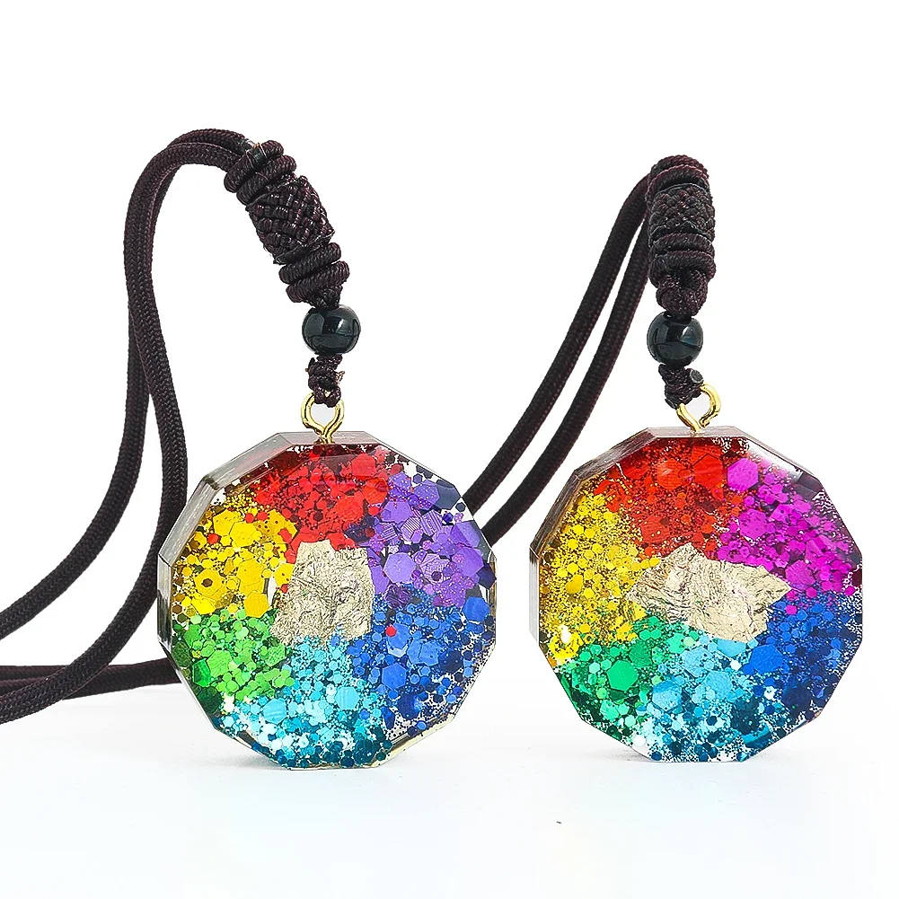 Energy Chakra Buddhist Lotus Sanskrit Metatron Star of David Agate Crystal Quartz Necklace Goldleaf Mascot Pendant Charm Jewelry
