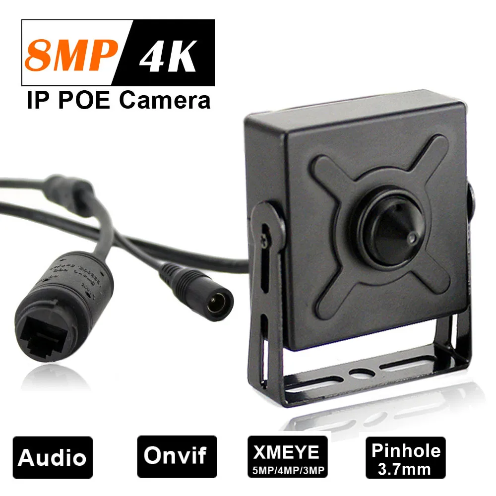 H.265 POE HD 4K 8MP Audio Mini IP Camera 5MP 4MP 3MP Pinhole 3.7MM Lens Security ONVIF P2P CCTV Cameras Video Surveillance Syste