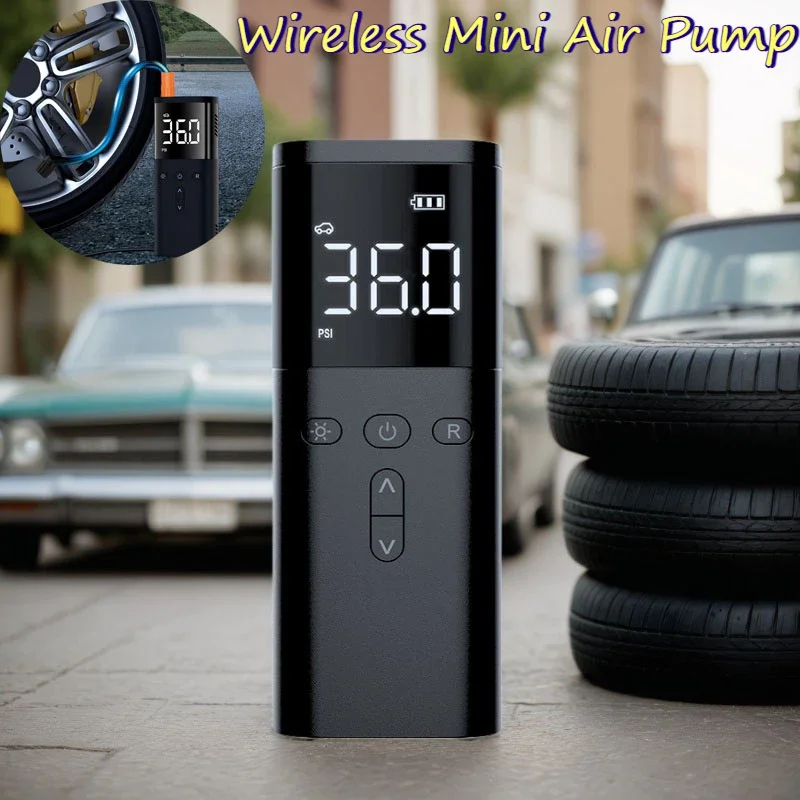 Portable Mini Air Pump Car Mounted Wireless Inflation Intelligent Digital Tire Inflator Pressure Tyre Pump Motorcycle Accessorie