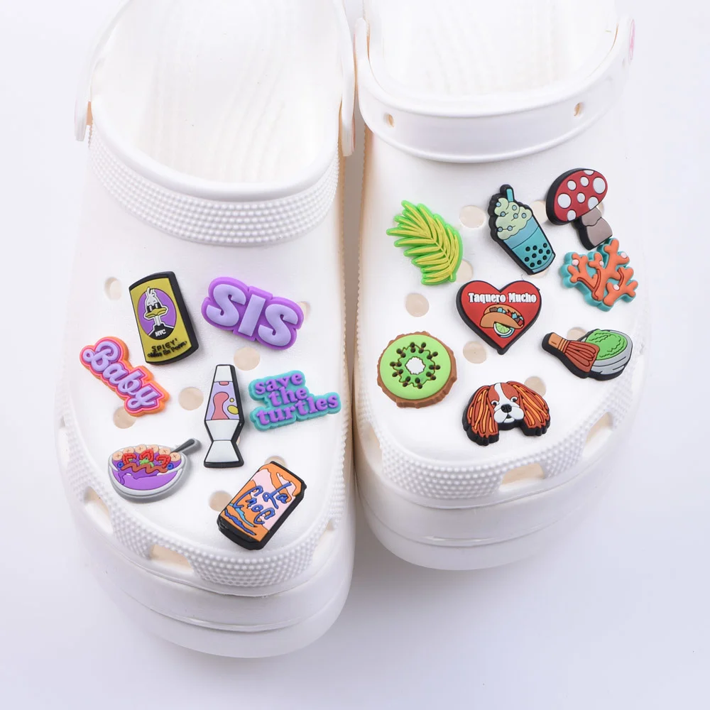 New 1pcs Rubber Shoe Charms Accessories Period Cute Animal Doodles Drinks Shoe Decorations for Bracelet Kids girls Boys Gifts