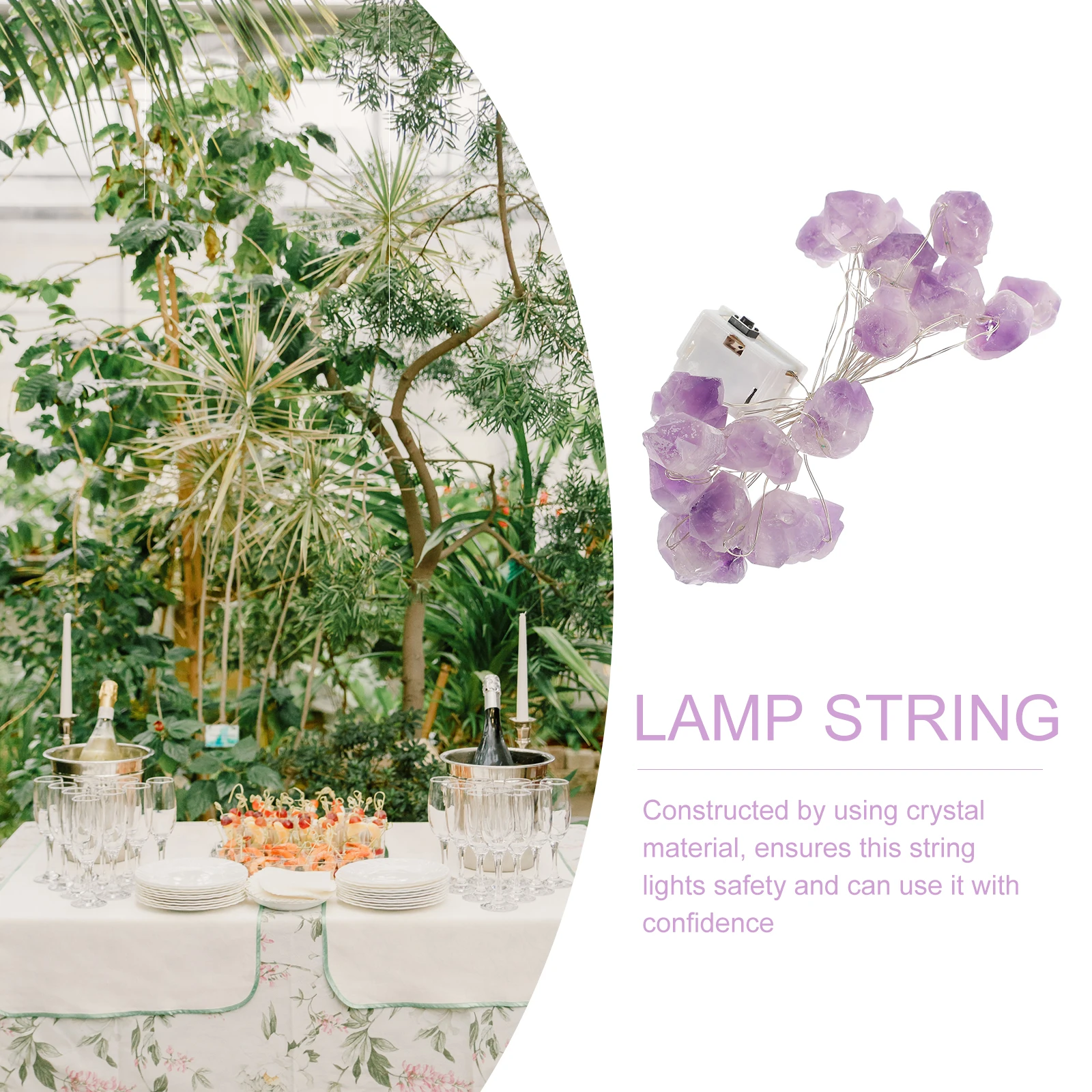 كريستال حجر سلسلة ضوء السلس مصقول الزخرفية شنقا سلسلة ضوء للمنزل شرفة حزب حديقة الغلاف الجوي