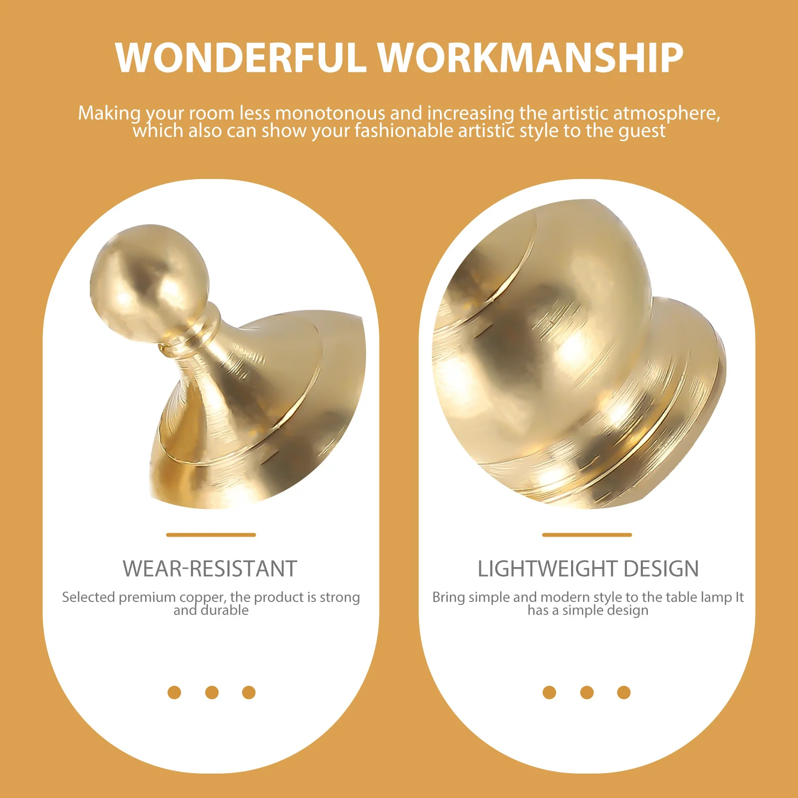 

2Pcs Copper Horn Lamp Finials Replacement Simple Stylish Light Knob Decor for Indoor Lamps Table Floor Lamp Parts Accessories