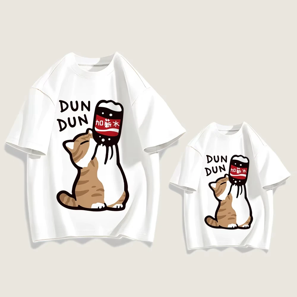 bebida-dos-desenhos-animados-dun-dun-gato-impresso-camiseta-rua-veraoopa-roupas-all-match-casual-t-camisa-das-mulheres-dos-homens-criancas-tshirt