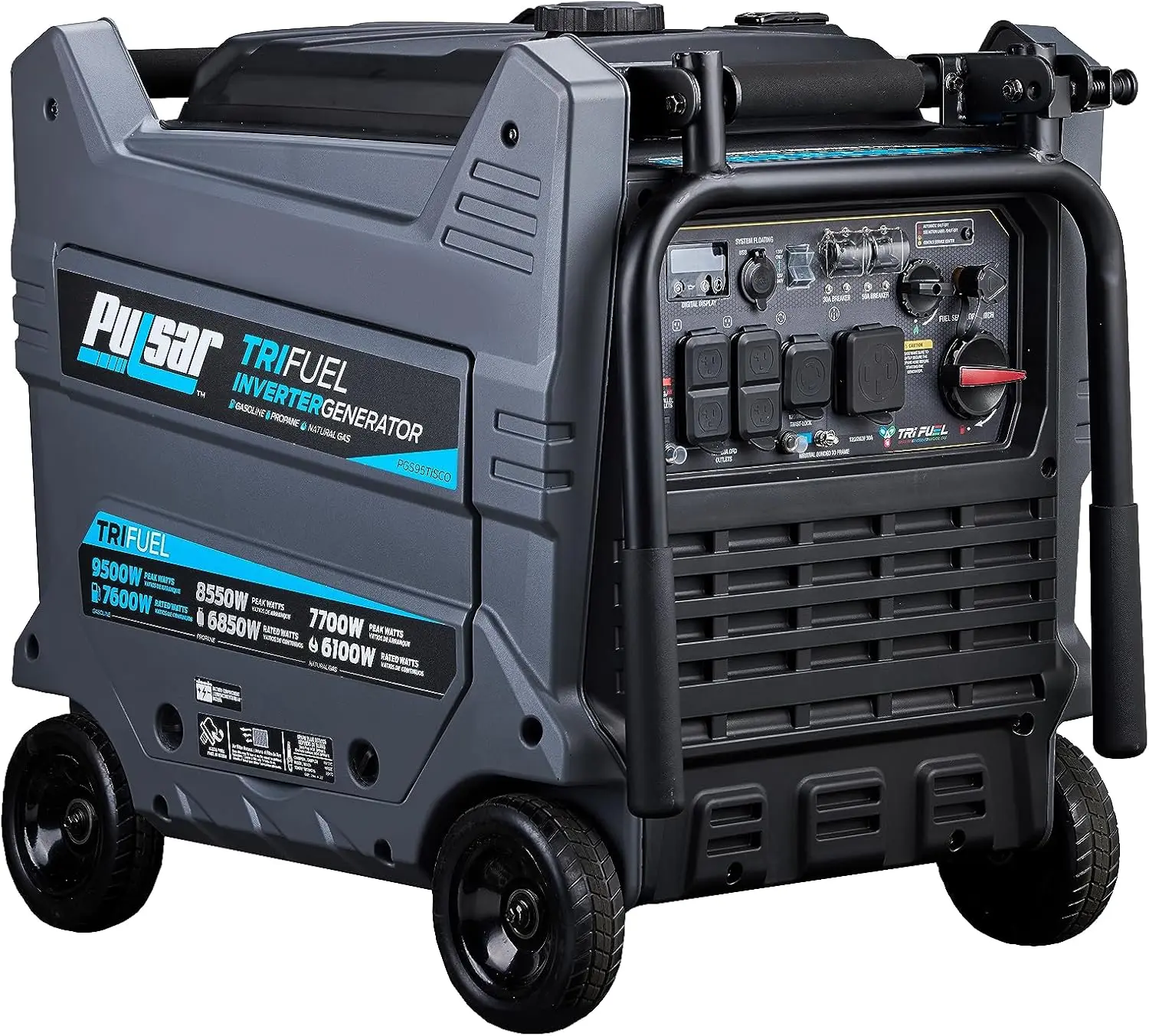 9500W Tri Fuel Gasoline Propane Natural Gas Portable Inverter Generator w/Remote Start & CO Sentry for Home Use GS95TiSCO