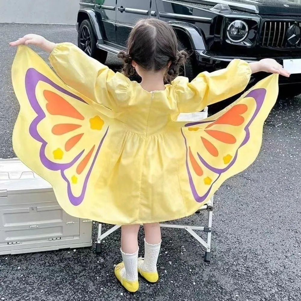 

Fashion Long Sleeve Butterfly Wings Dress Cute Creative Princess Dress Sweet Polyster Girls Dress Party