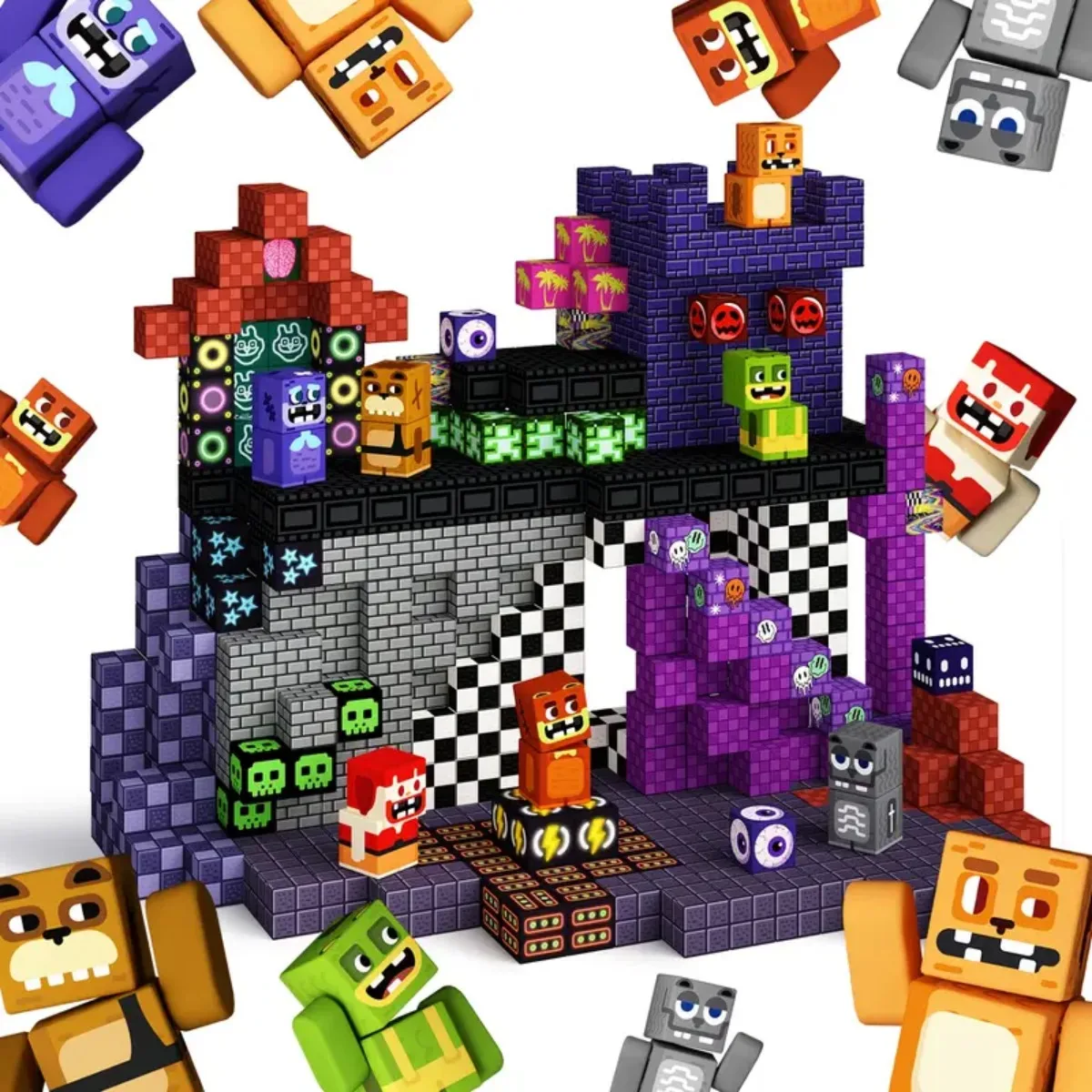 جديد اللبنات المغناطيسية المغناطيس مكعب بكسل نمط لعبة الطوب صندوق تخزين غطاء يمكن أن تحمل أرقام الجذعية اللعب صبي فتاة الأطفال هدية