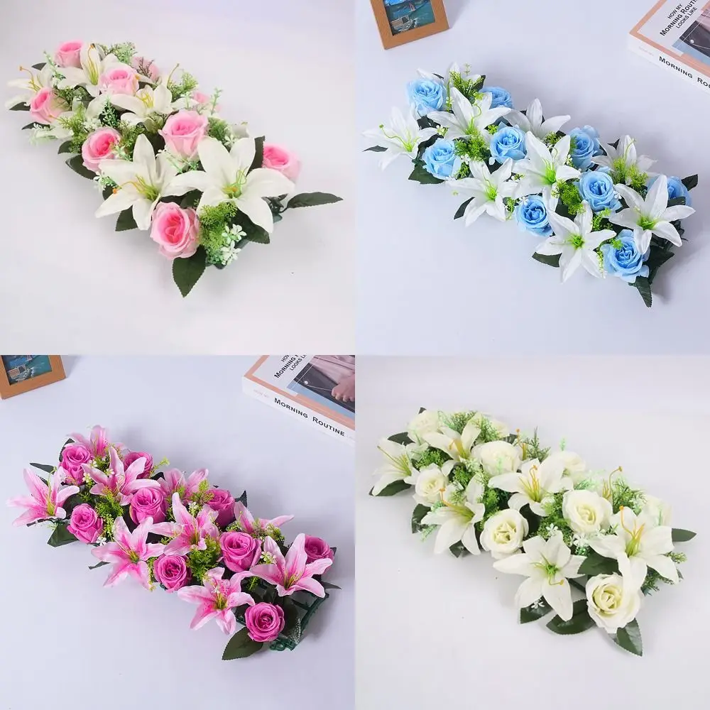 18 Stück/Bündel 43cm Künstliche Blumen Foto-Requisiten Rosen & Lilien Kunstblumen Wand-Dekoration Party Bühnen-Zubehör