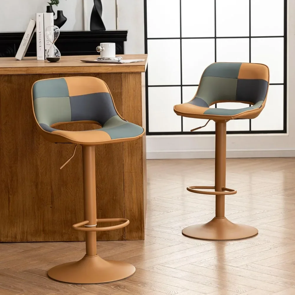 

Bar Stools Set of 2, Adjustable Swivel Counter Height Bar Stools Faux Leather Upholstered Counter Stools with Back, Bar Chairs