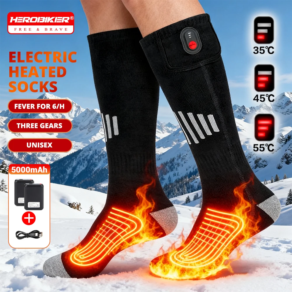 الشتاء ساخنة الجوارب قابلة للشحن 5000mah التدفئة الجوارب الرجال النساء الدفء في الهواء الطلق ساخنة الأحذية الثلج الشتاء التزلج المعدات #1