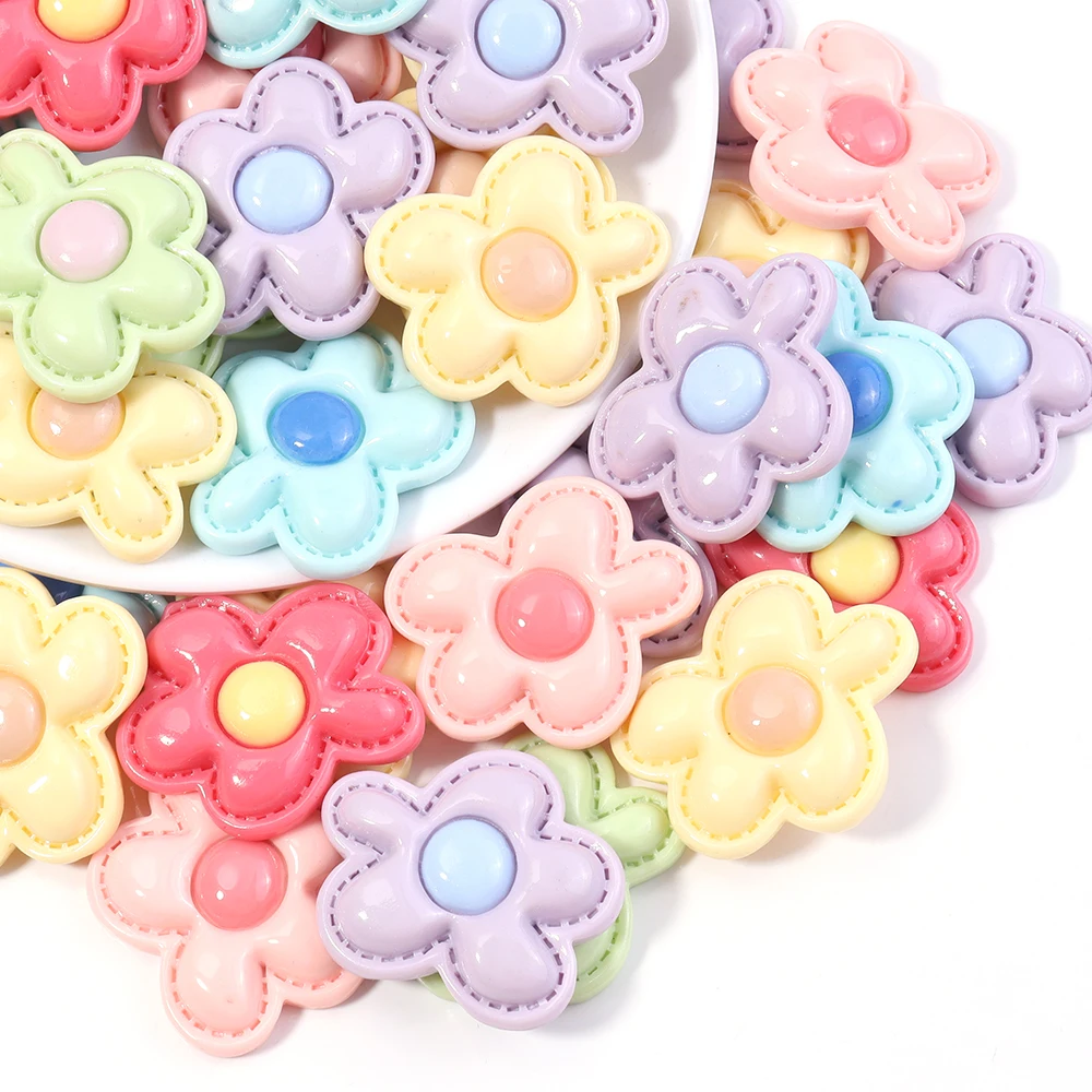 

10Pcs/lot Mini Cartoon Flower Flat Back Scrapbook Craft Embellishment Resin Cabochon For Hair Bow Clips Accessories