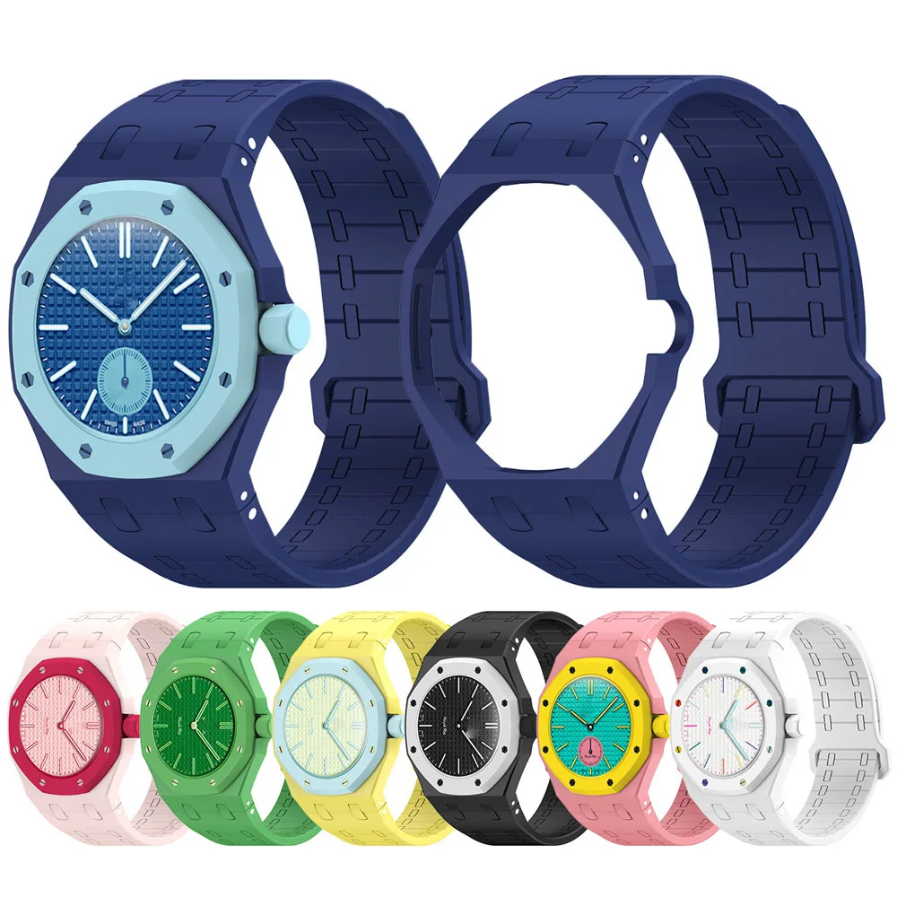 Silikonowy pasek BEHUA + obudowa PC do zegarka Swatch X AP Royal Pop Pocket Watch, adapter do zegarka na rękę, zintegrowane akcesoria do paska. — zdjęcie produktu 4