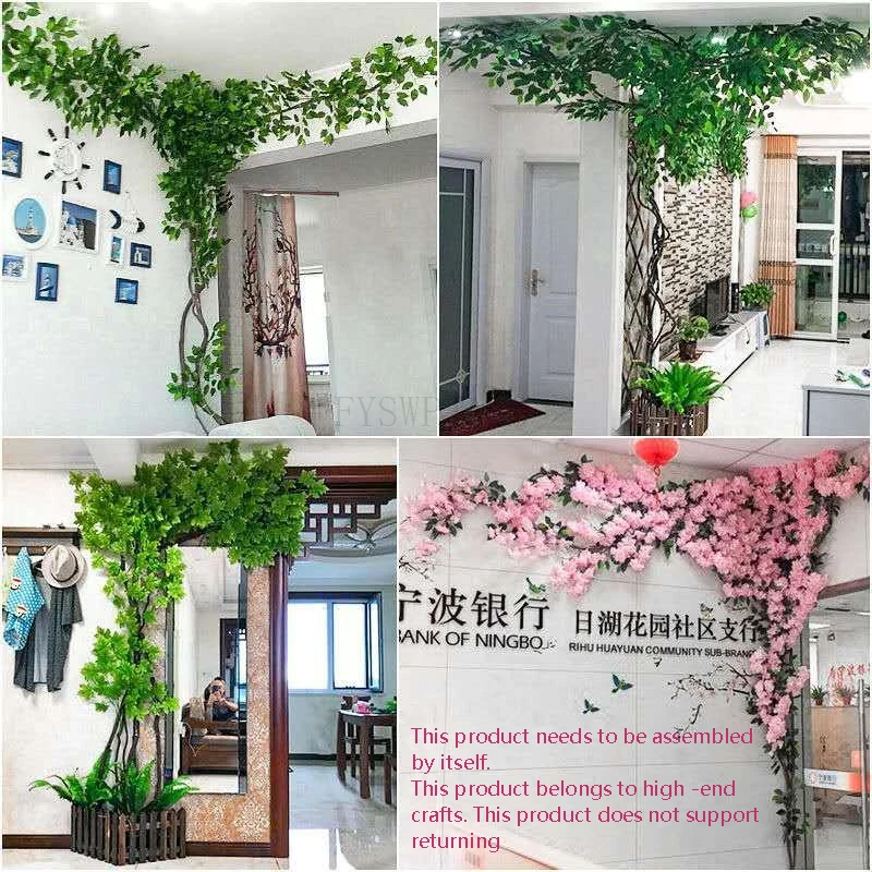 

Simulation Indoor Decorative Tree Living Room Indoor Green Planting Banyan Tree Fake Flower And Vine Crank Decorative Artwork