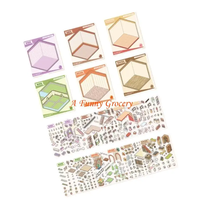 652E 3D Landscape Sticker Book Cartoon Scener Decorative Decorative Book for Kids