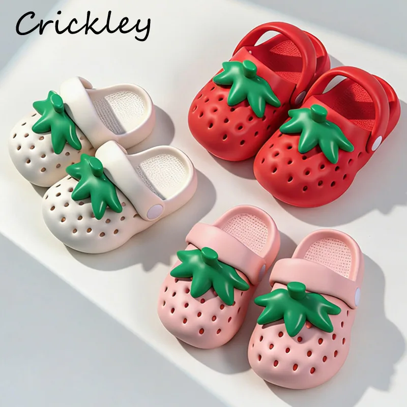 

Cute Strawberry 3D Girls Boys Slippers Fashion EVA Toddler Kids Clogs Shoes Waterproof Soft Bottom Children Garden Slippers