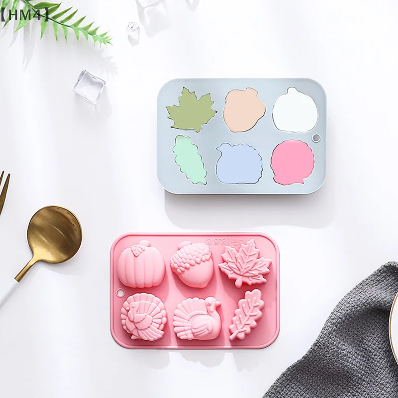 ómHM4 ParqueFall Thanksgiving siliconen mal, 3D pompoen siliconen mal Halloween pompoen esdoornblad eikel kalkoen vorm chocolade mal