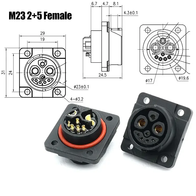 M23 2 + 1 + 5 Batteria 30A Connettore Scooter 2 + 0/2 + 1 + 3 Bici Elettrica Maschio Femmina Presa di Alimentazione Connettori E-bike batterie Spine