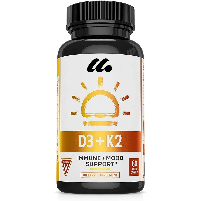 

Vitamin D3 K2,Bone and Heart Health Vitamin D3 and 90 micrograms Vitamin K2,Maximum Strength 2-in-1,Gluten Free,60 capsules