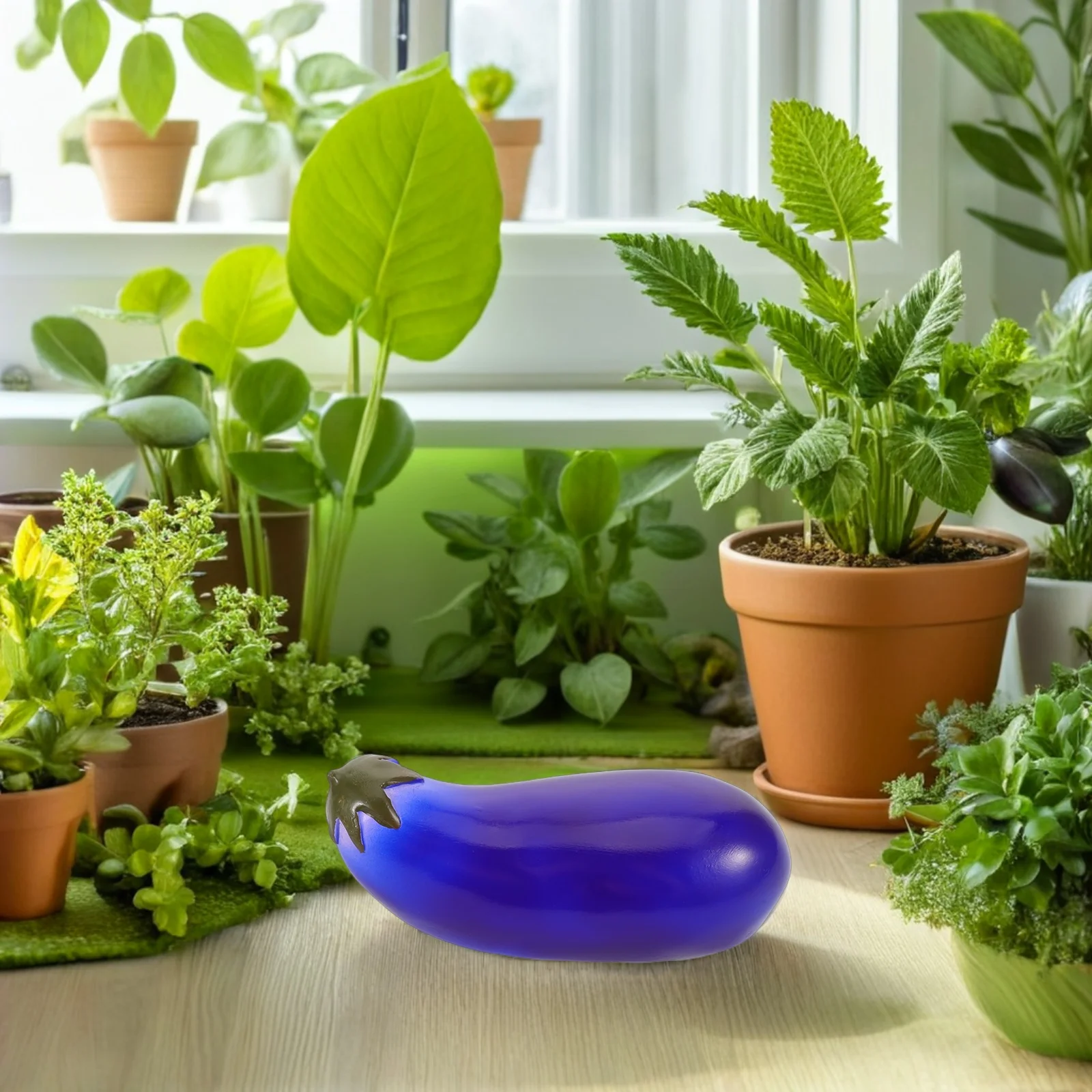 في الهواء الطلق مقاومة الطقس وهمية الباذنجان حديقة ساحة فناء مفتاح تخزين تمثال راتنج مقاوم للماء للأمن الخارجي #2