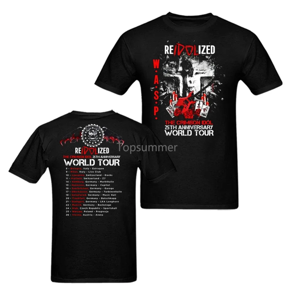 T Shirt Printing Men\'S W.A.S.P. Reidolized The Crimson Idol 2017 25Th Anniversary World Tour Short Sleeve Top O-Neck T Shirt