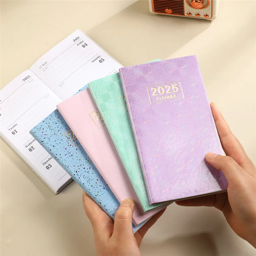 A6 Notebook Laser Agenda Escolar 2025 English Schule Note Books Pocket Notepad Diary Weekly Planner Libretas Cuadernos Notatnik