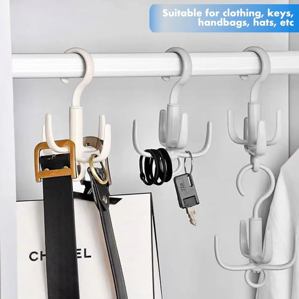 شماعة حزام رمادية 4 قطع، شماعة ربط، منظم حزام للخزانة، 360 درجة ° منظمات خزانة قابلة للدوران، موفرة للمساحة، تخزين-جديدة #6