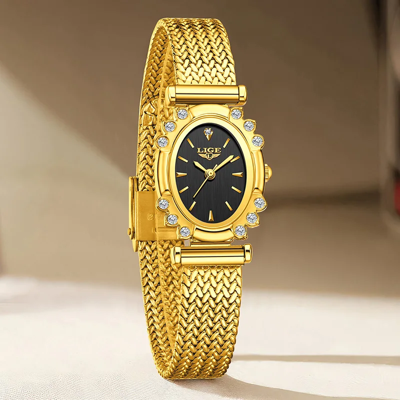 LIGE Gold Watch Women's Watches Top Brand Luxury Waterproof Quartz Watch Women Fashion Elegant Watch Gift For Women Reloj Mujer