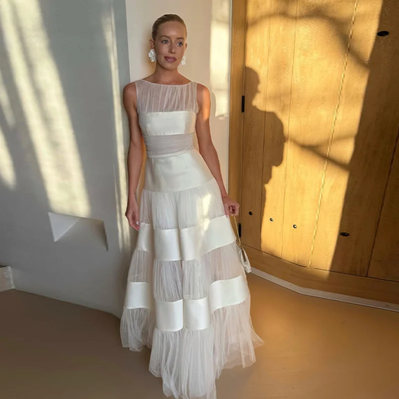 فستان سهرة نسائي أنيق أبيض بدو - مراجعة Women'S Formal Dinner Wear وسعره