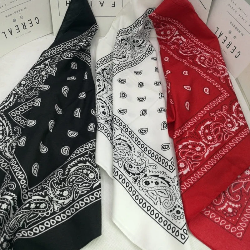 Fashion Hip Hop Bandana Kerchief Unisex Black Hair Band Neck Scarf Headwear Wrist Wraps Head Square Scarves Print Handkerchief