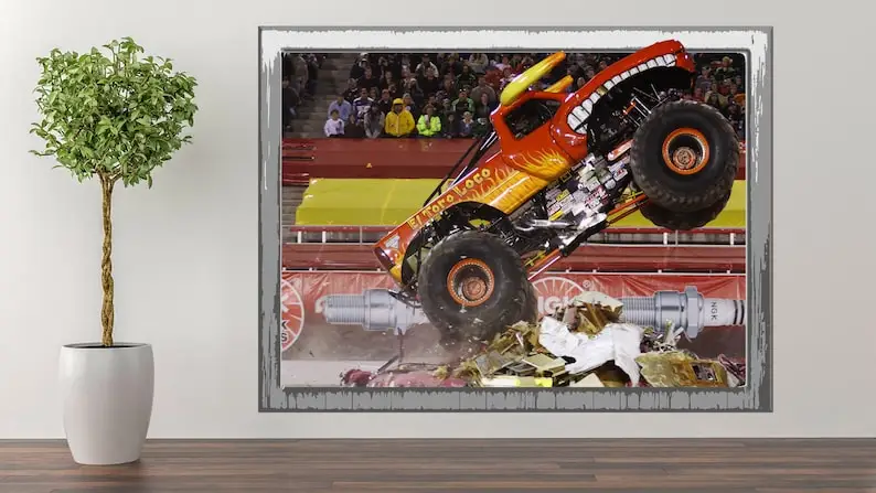 Monster Truck Wall Decal Room or Game Room Art Decor Sticker Vinyl A-323