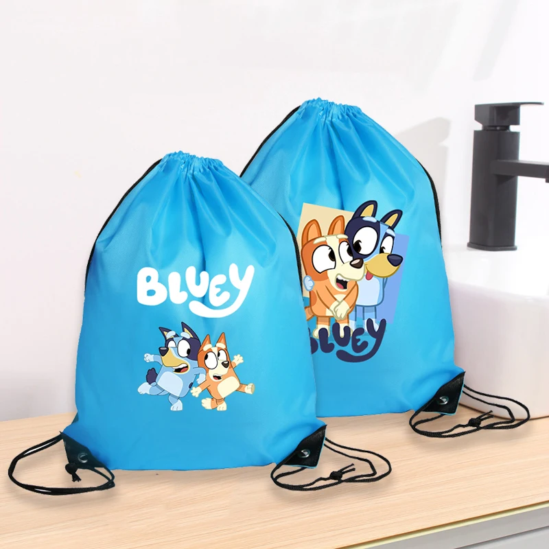 

Anime Blueyi Drawstring Bags Cartoon Printed Figures Bingo Storage Pouches Portable Pocket Bag Boys Girls Shoulders Gift Bags