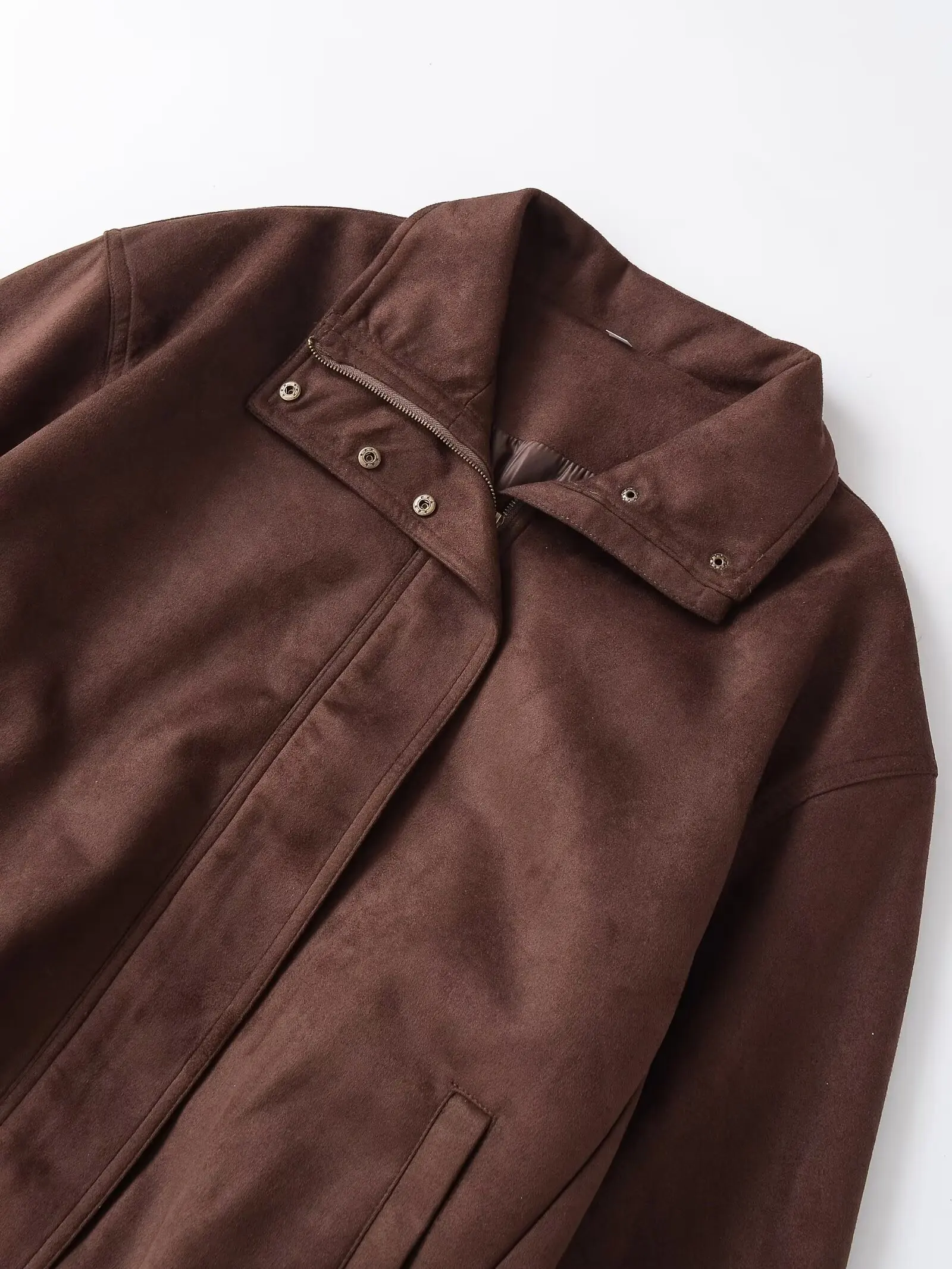 جيني آند ديف الأمريكية الرجعية موضة سترة نسائية الحد الأدنى من جلد الغزال Bomber سترة المرأة بلايز سترة نسائية ملابس امرأة