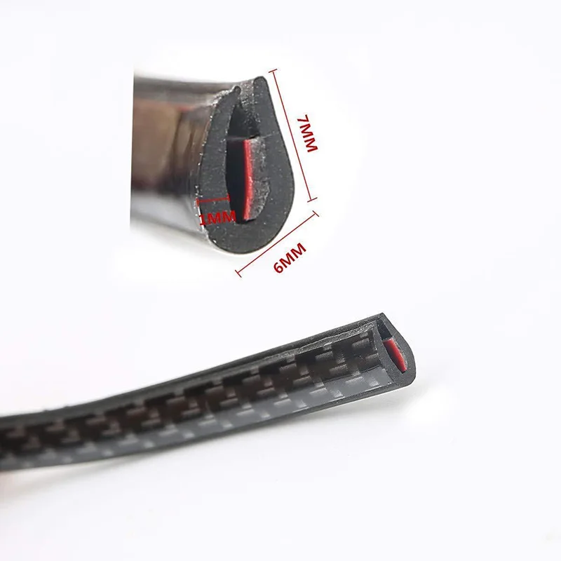 for Black Accessory Car Guard Trim Protector No scratches Seal Strip 5m Door for edge U-Shape Molding Carbon Fibe