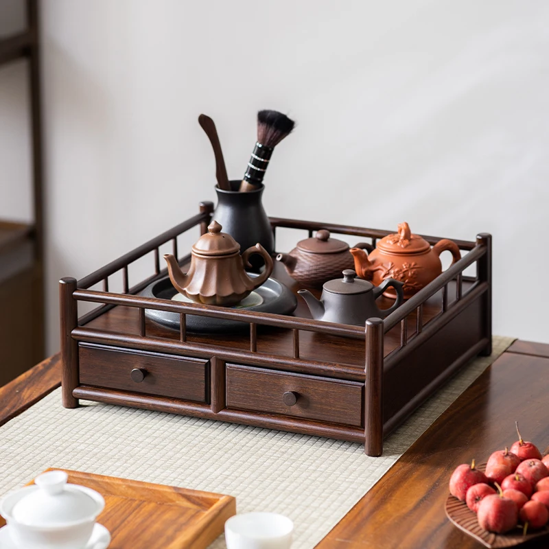 

Tea table desktop small Bogu rack, tea tray, tea cup rack, set storage rack, room shelf, purple clay pot placement rack